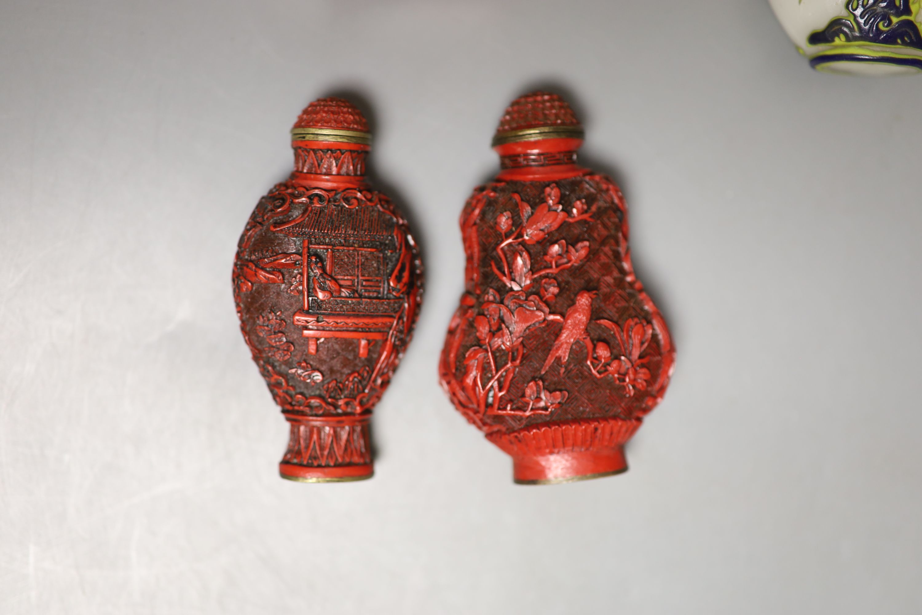 A collection of Chinese snuff bottles, with the best examples in separate bags